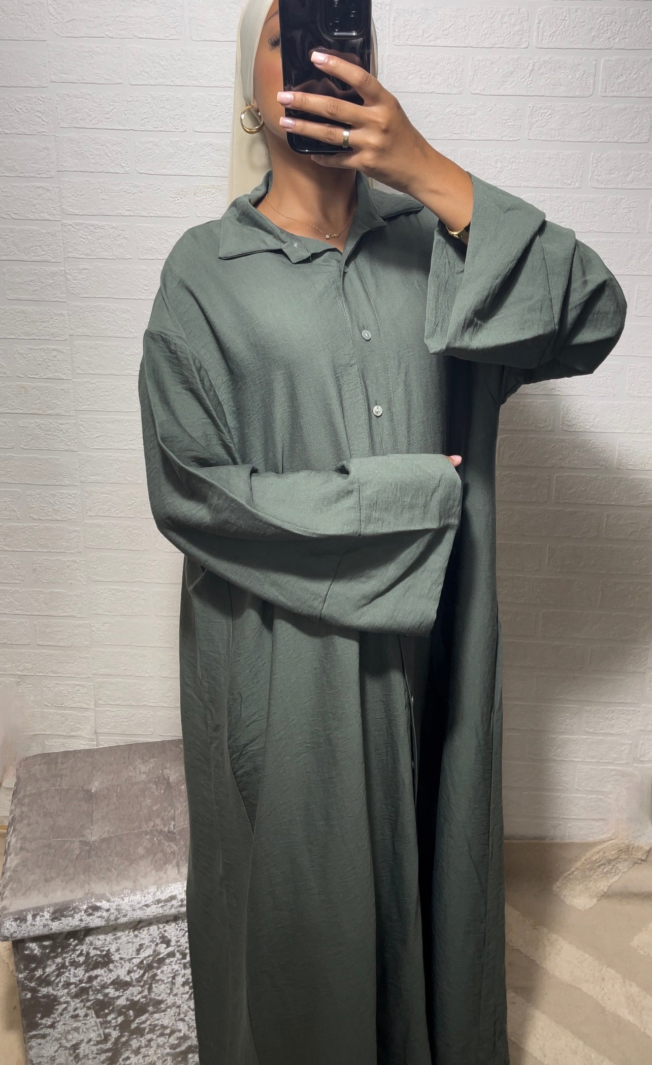 Robe chemise - vert kaki