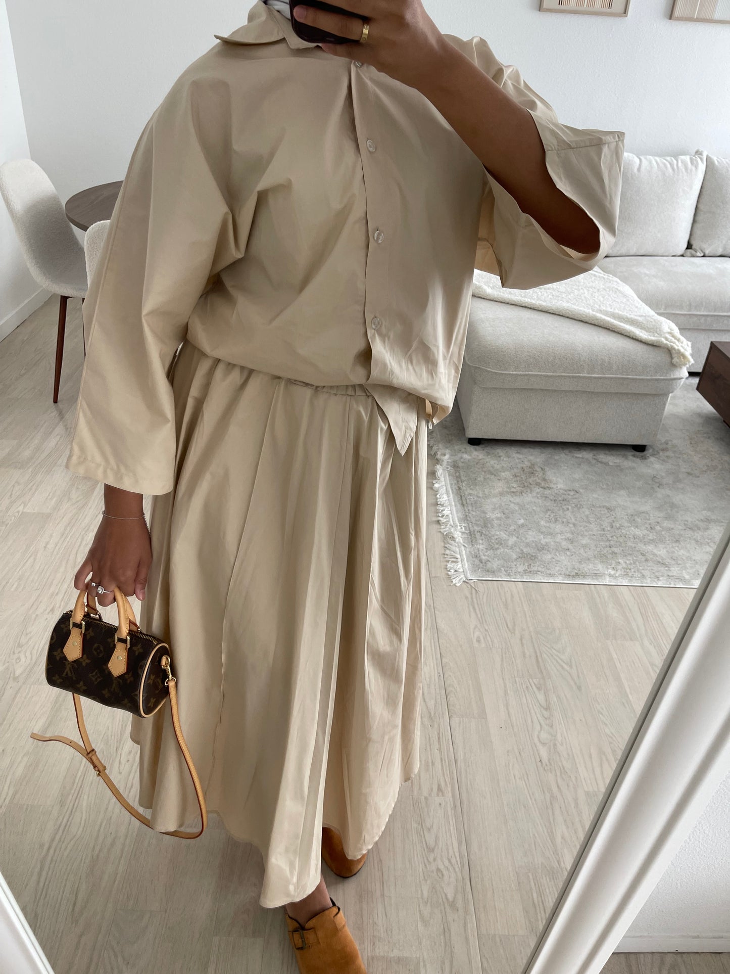 Ensemble jupe popeline - beige